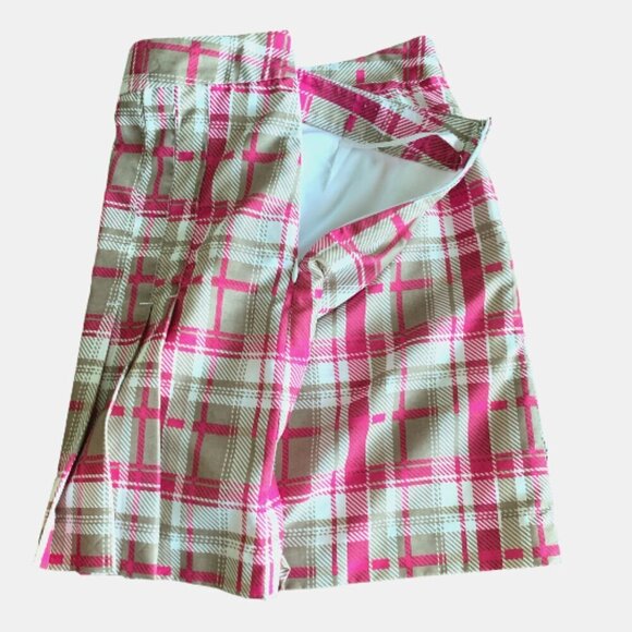 IZOD Plaid Golf Skort Sz 4 Pink Beige/Tan White #106G - Picture 7 of 10